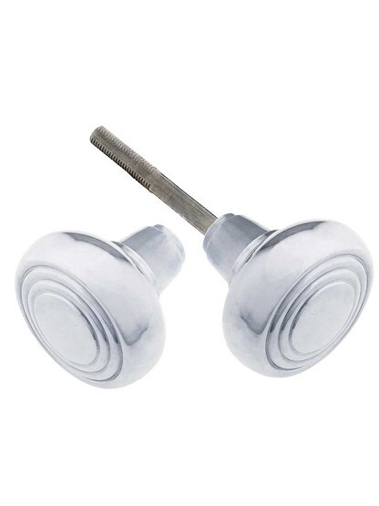 Pair of Streamline Deco Door Knobs in Polished Chrome.